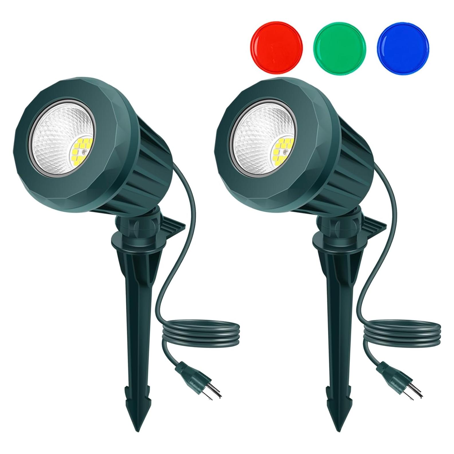 Focos LED Exteriores Holeva 2700K IP67 Verde 2 Pzs