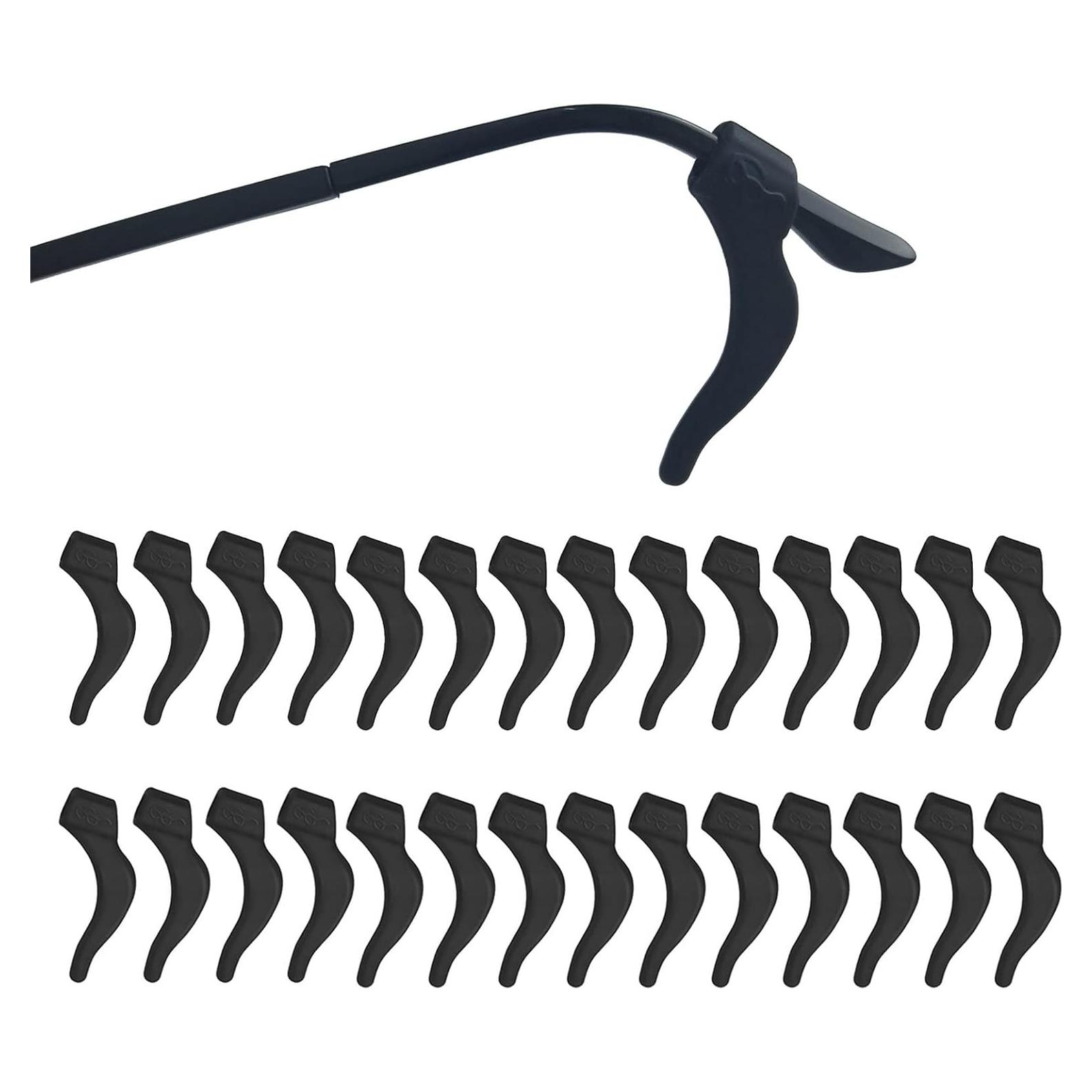 20 Pares de Ganchos de Silicona Negra para Gafas Antideslizantes