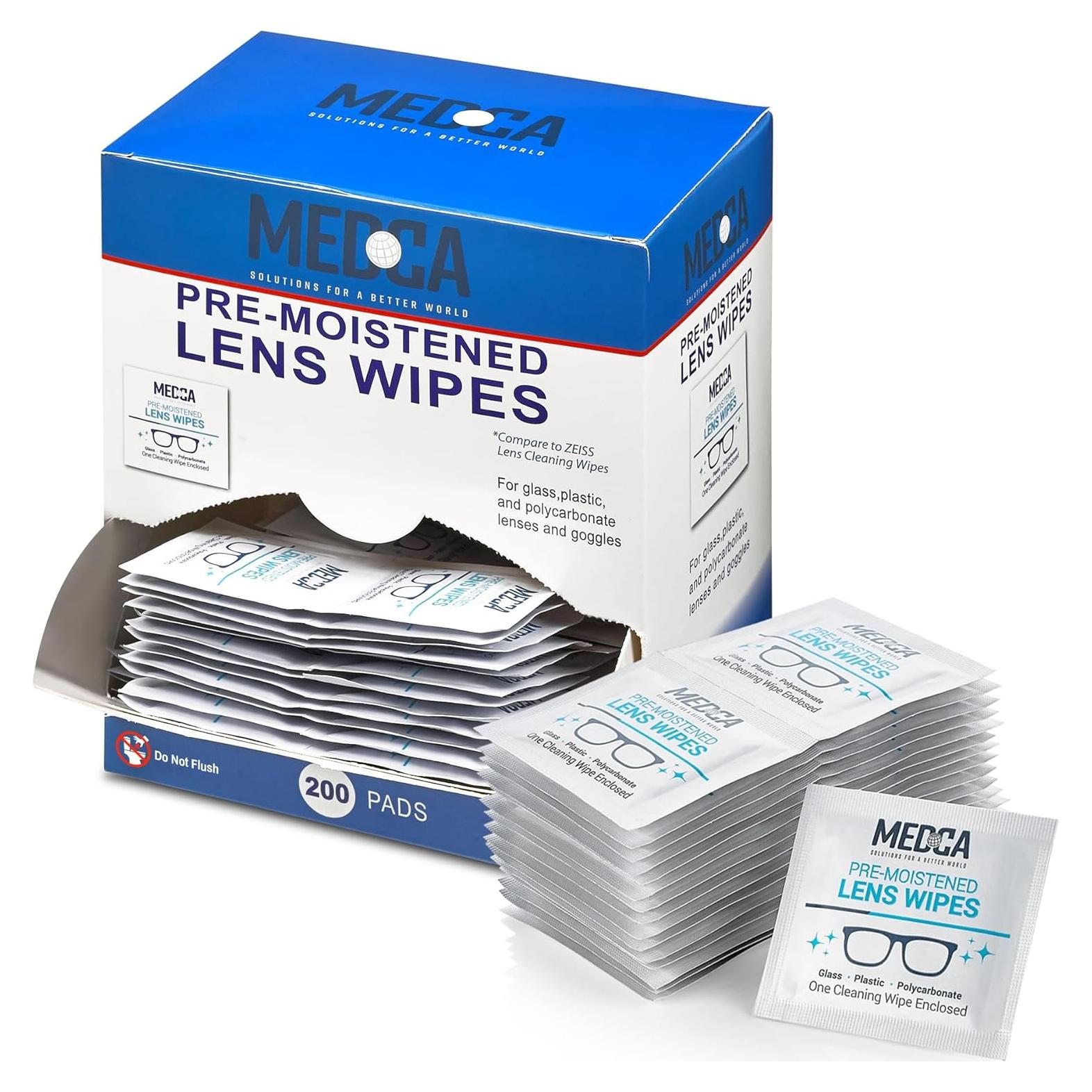 Toallitas de limpieza de lentes MEDca 200 unidades prehumedecidas