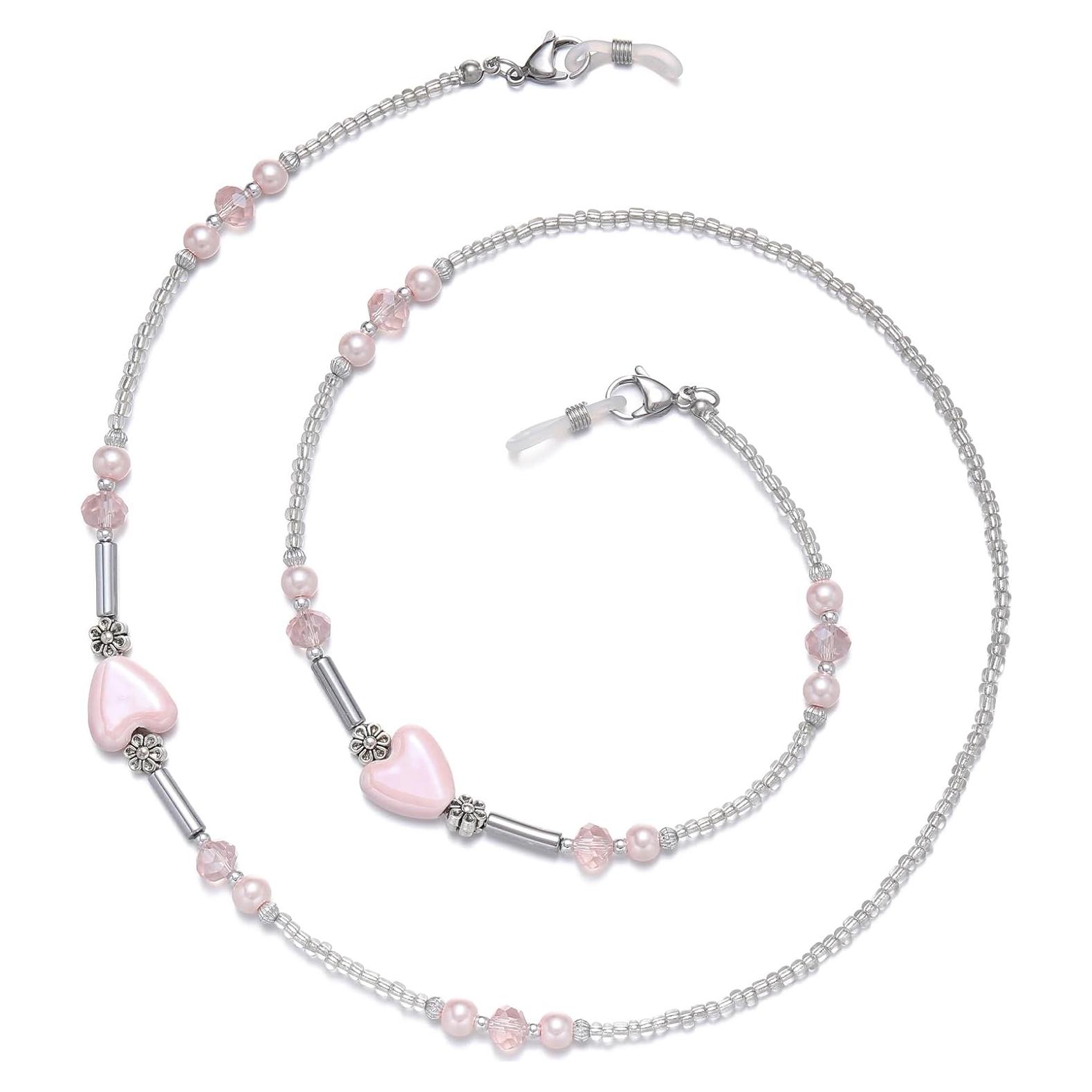 Cadena de Gafas con Perlas YN02 para Mujeres Rosa