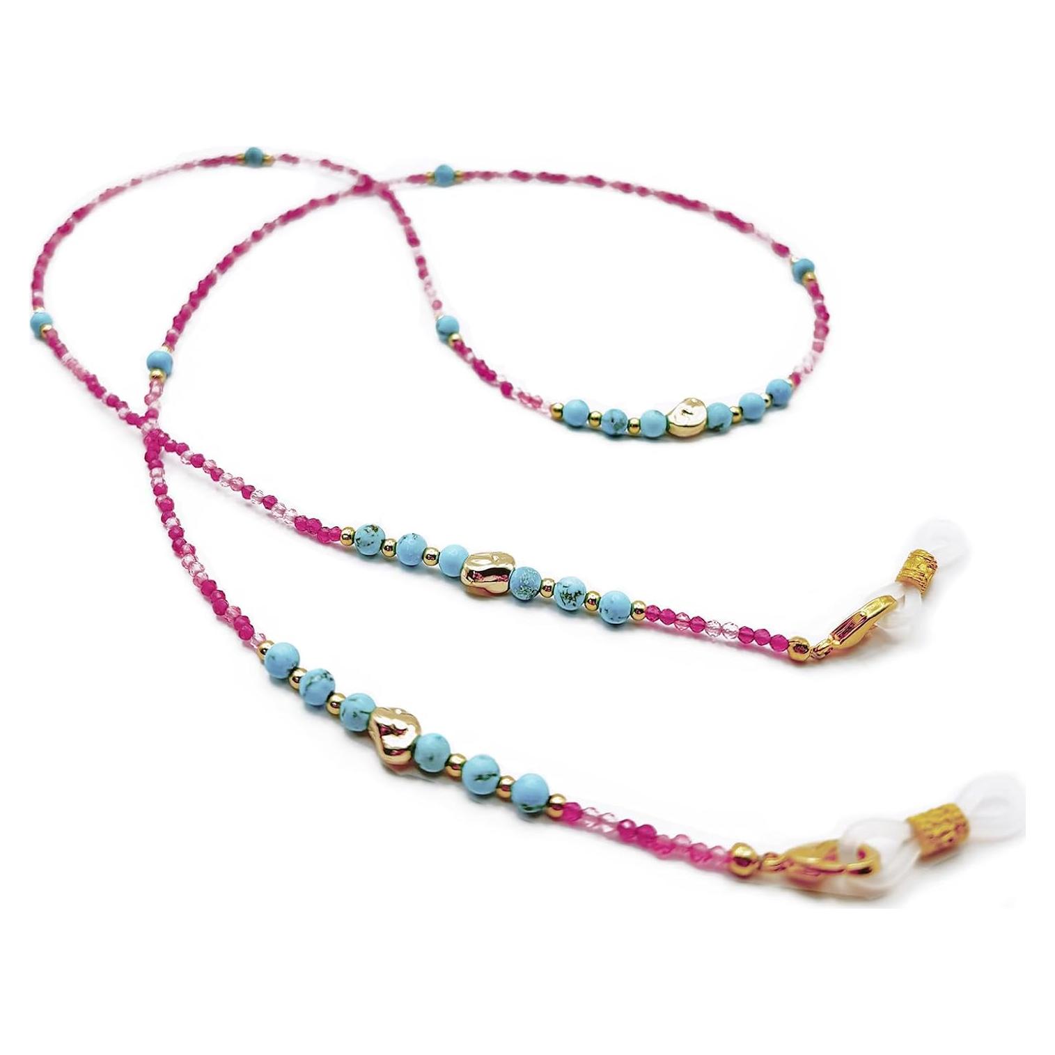 Cadena de Gafas Elegante con Perlas y Charm Premium - Turquesa