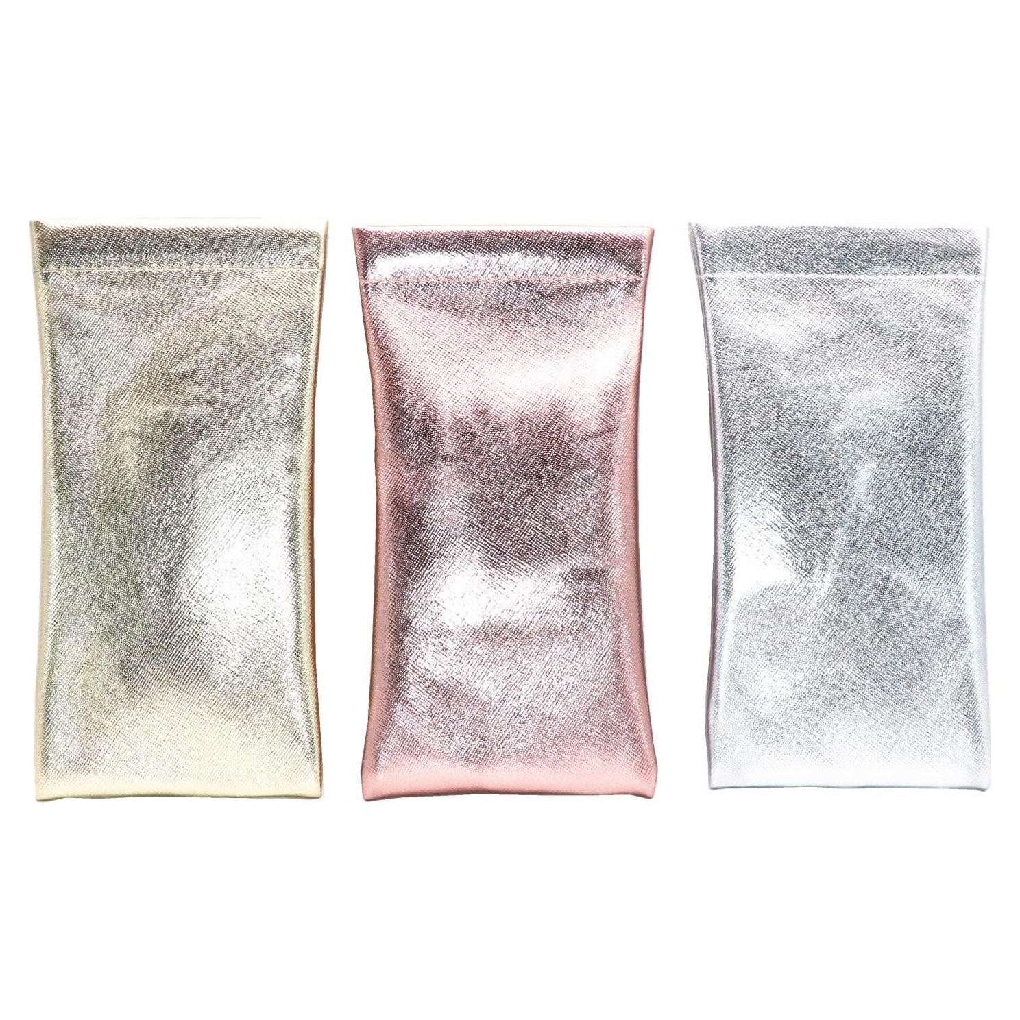 Pack 3 Fundas de Gafas PU con Tapa de Presión