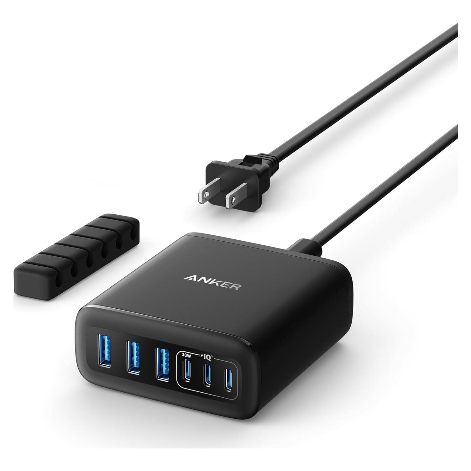 Cargador Anker 112W 6 Puertos USB-C y USB-A Negro