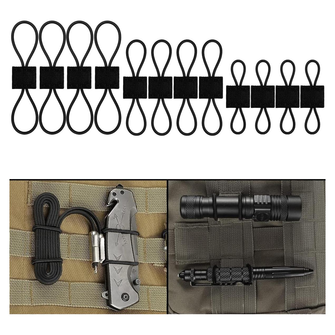 Cinta de Sujeción Molle GearHill 12 Piezas Nylon Negro