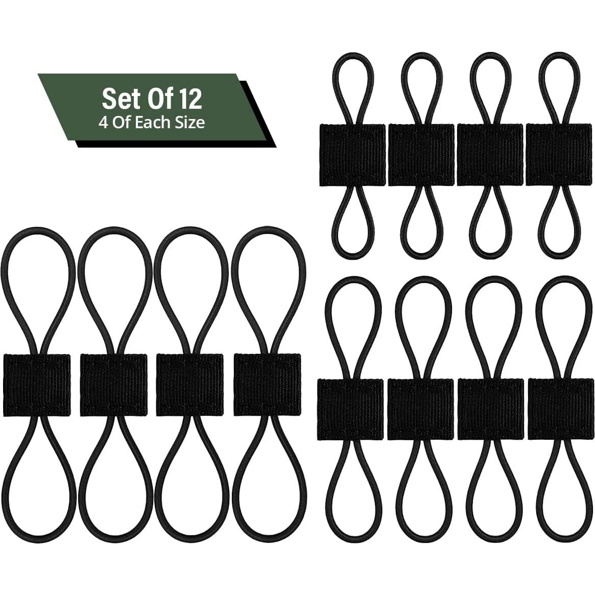 Cinta de Sujeción Molle GearHill 12 Piezas Nylon Negro
