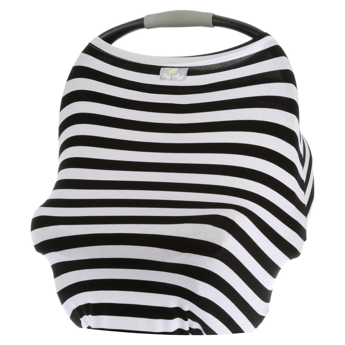 Cubierta de Lactancia Itzy Ritzy 4-en-1 Rayas Blancas y Negras