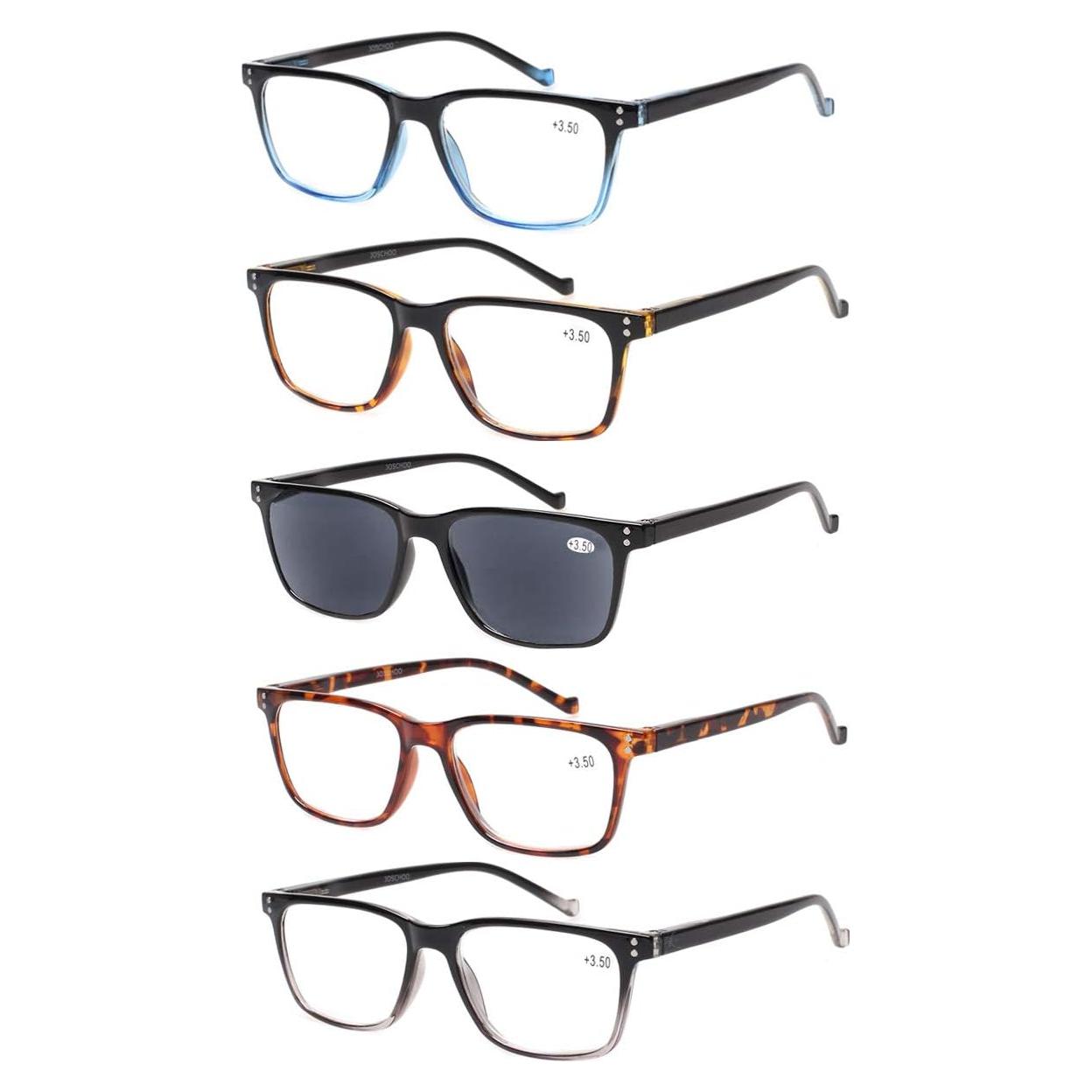 Gafas de Lectura JOSCHOO 5 Paquete Unisex 3.5x Gris