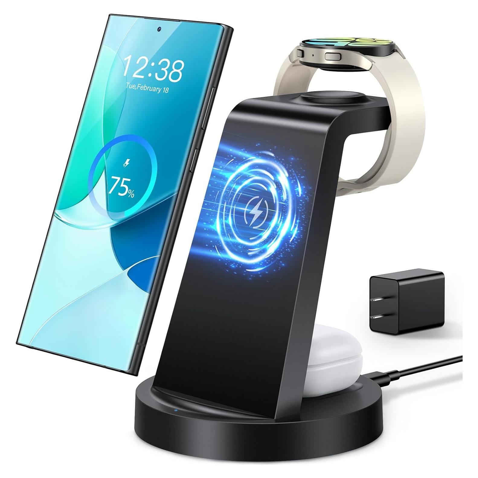 Cargador Inalámbrico 3 en 1 Samsung Galaxy S23 S24 S25