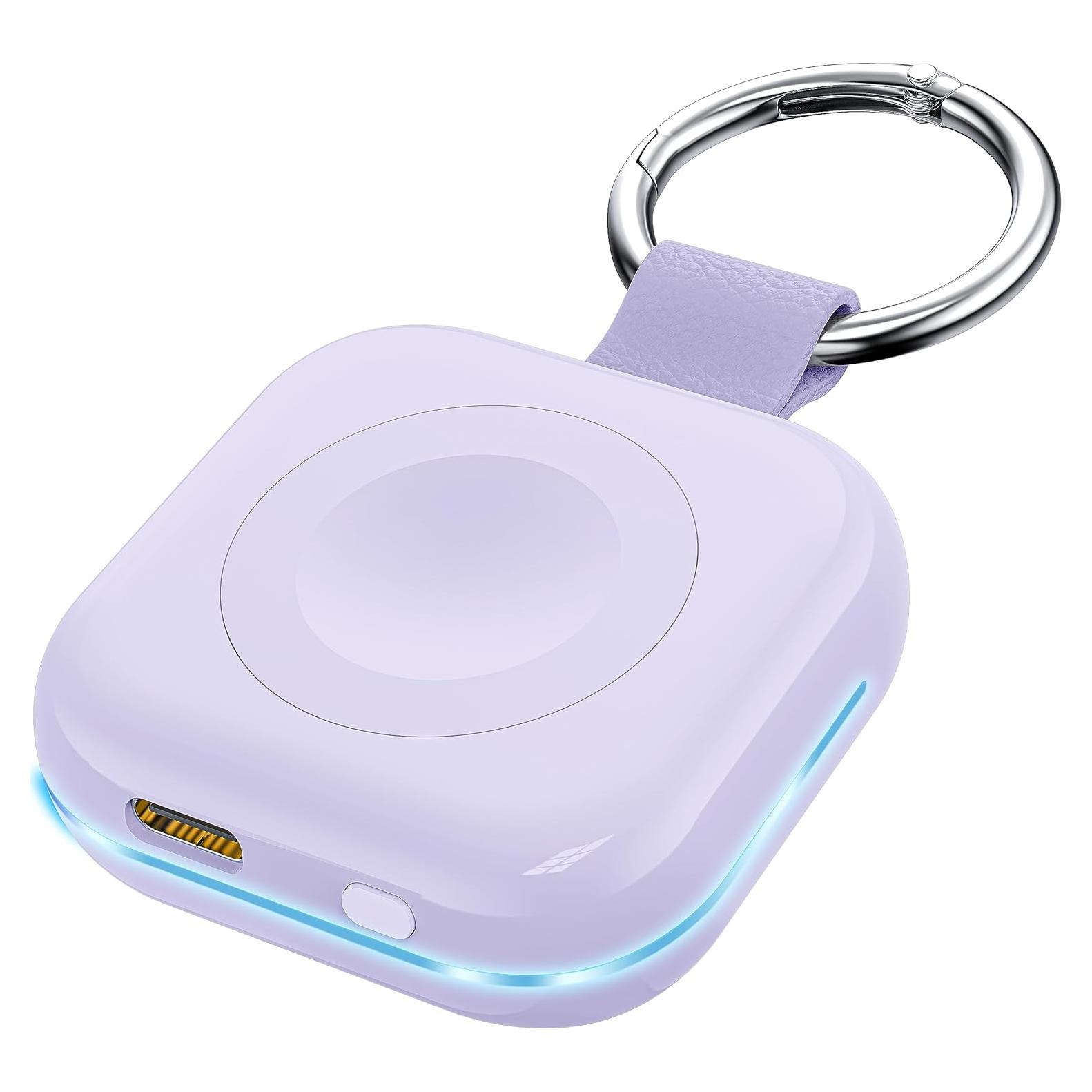 Cargador portátil Apple Watch 1200mAh tipo llavero púrpura