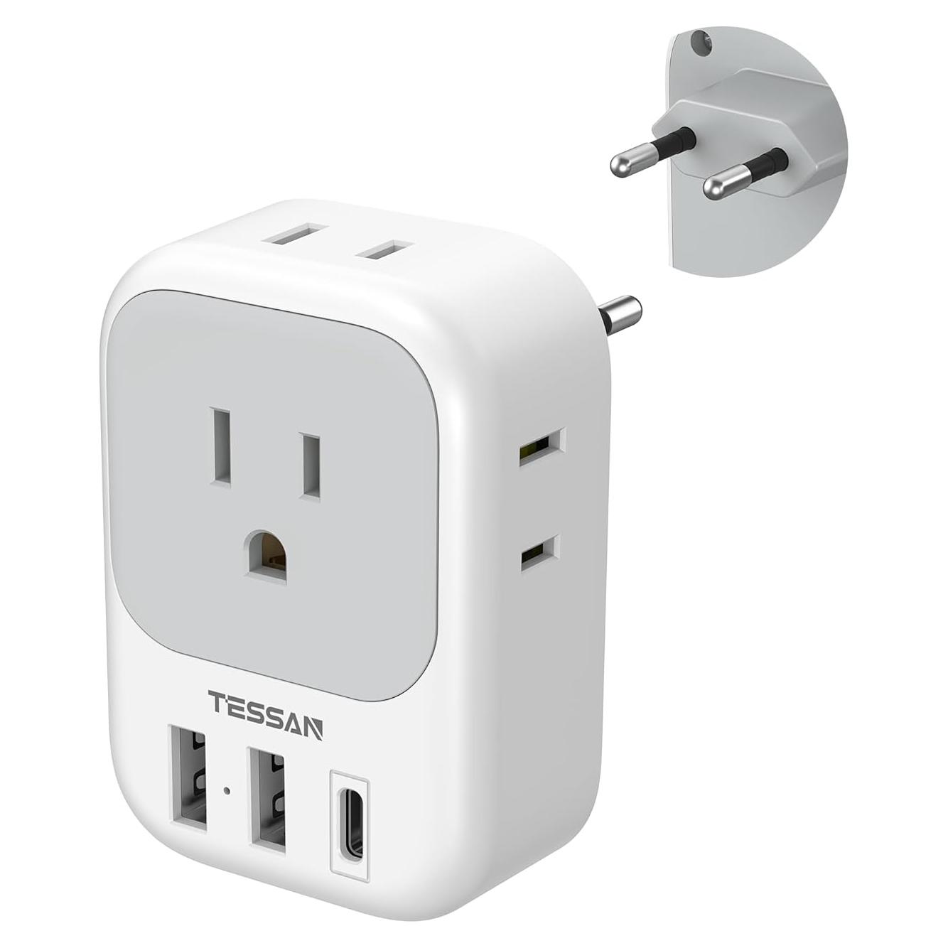 Adaptador de Enchufe de Viaje TESSAN Tipo C 7 en 1 USB