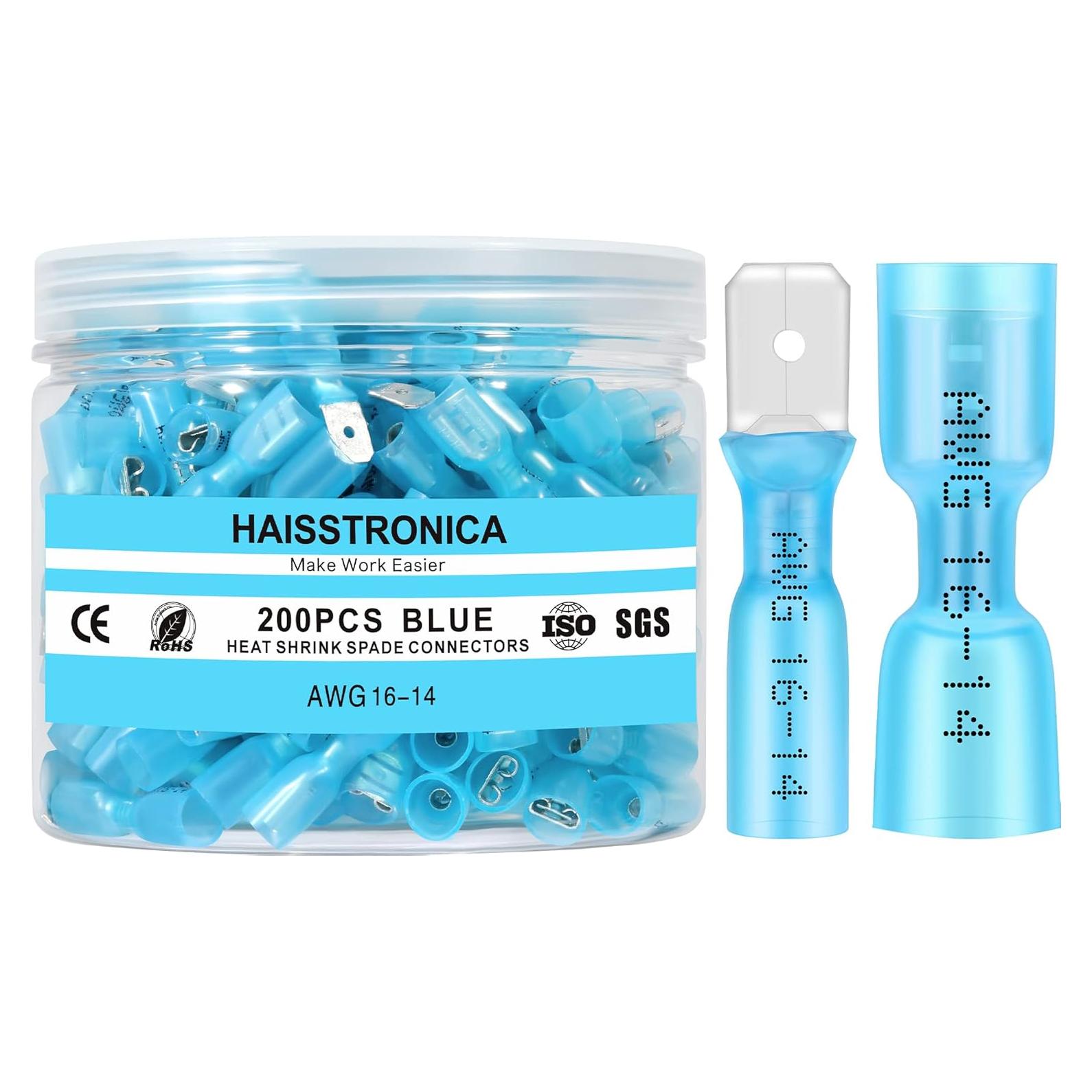 Conectores de Espada Termocontraíbles Haisstronica 200PCS AWG 16-14