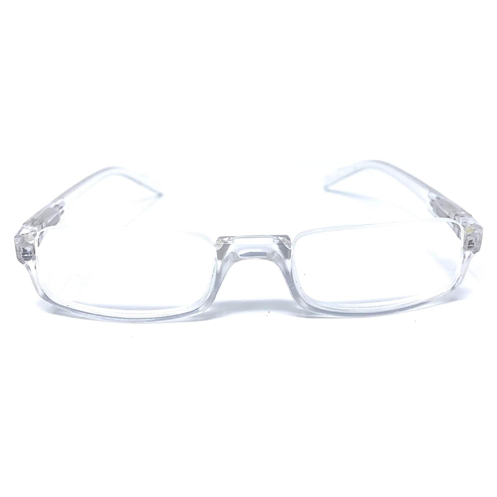 The Parker Rectangle Half Frame Reading Glasses, Unisex Semi Rimless Readers + 3.50 Clear