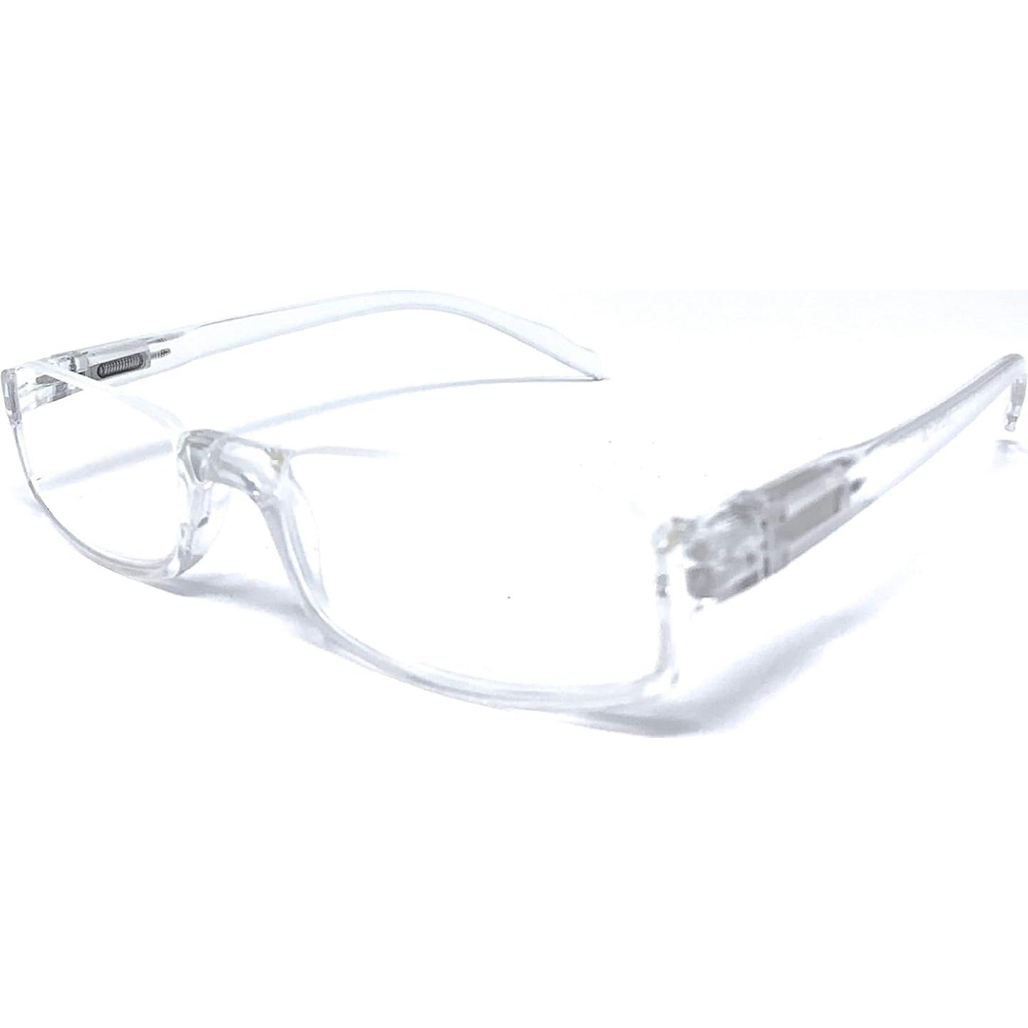 The Parker Rectangle Half Frame Reading Glasses, Unisex Semi Rimless Readers + 3.50 Clear