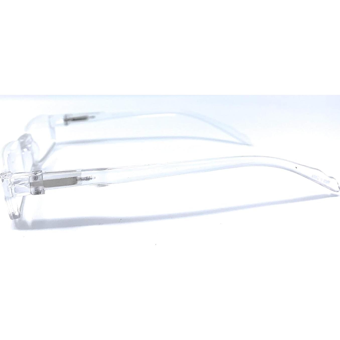 The Parker Rectangle Half Frame Reading Glasses, Unisex Semi Rimless Readers + 3.50 Clear