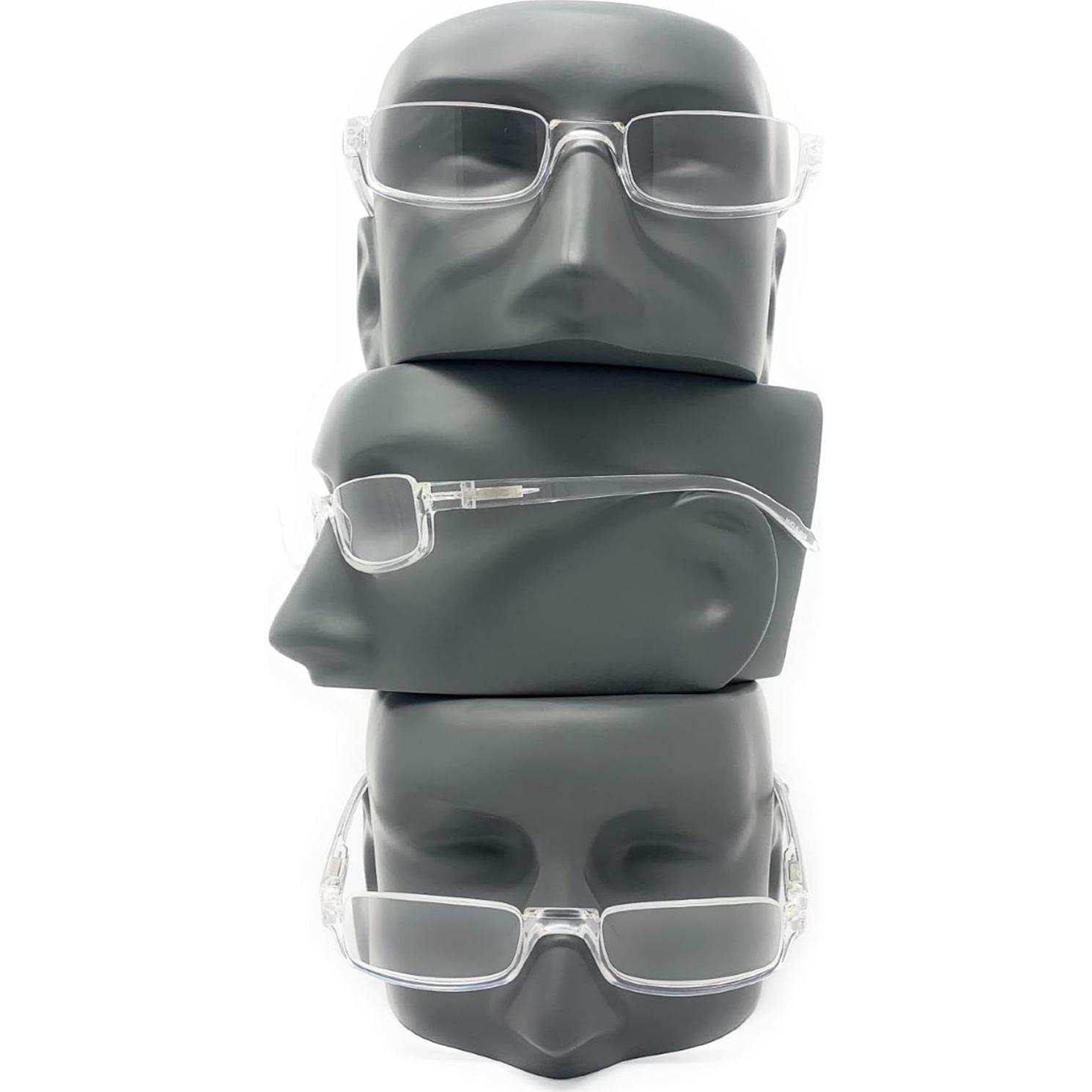 The Parker Rectangle Half Frame Reading Glasses, Unisex Semi Rimless Readers + 3.50 Clear