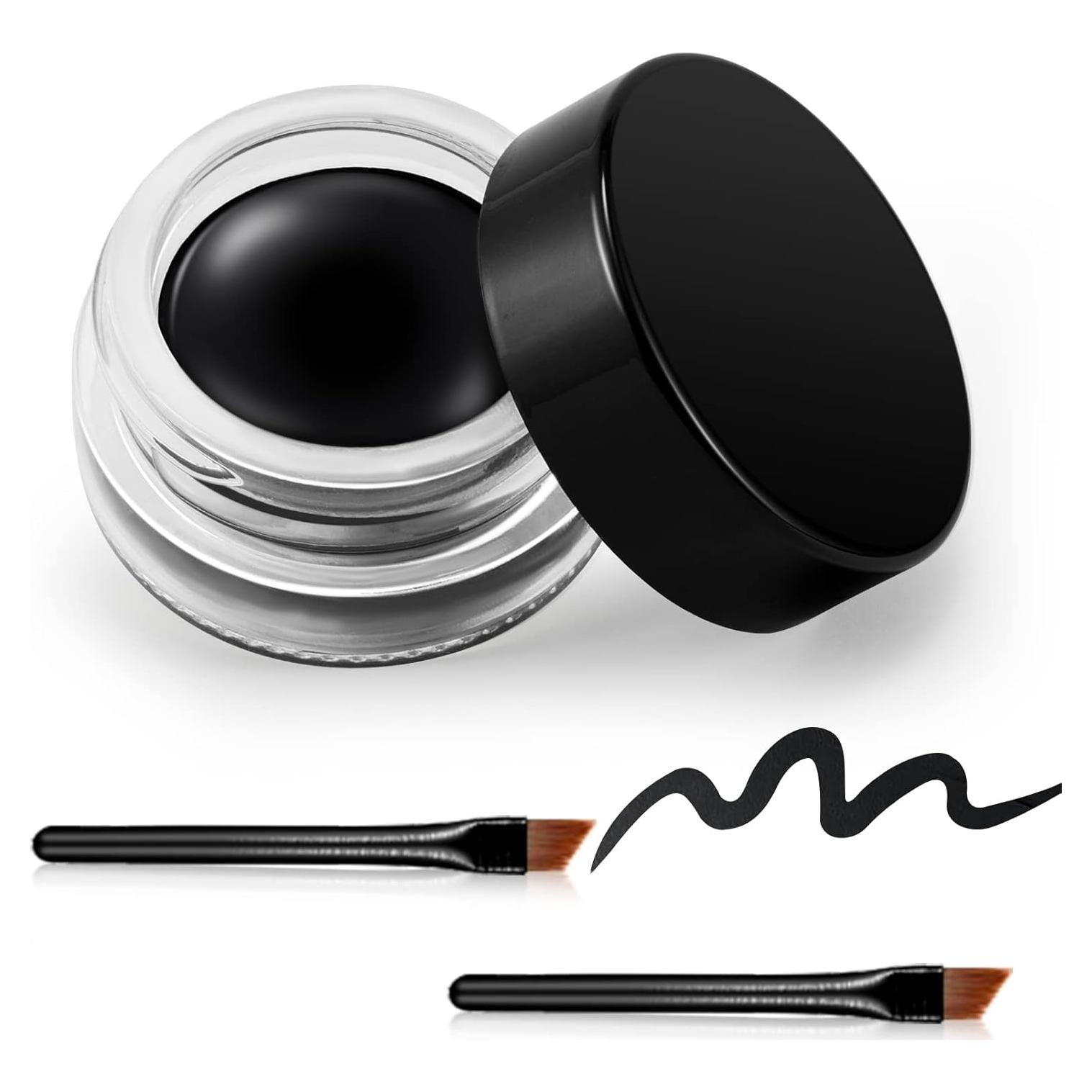 Gel Eyeliner Negro Erinde Impermeable con 2 Pinceles