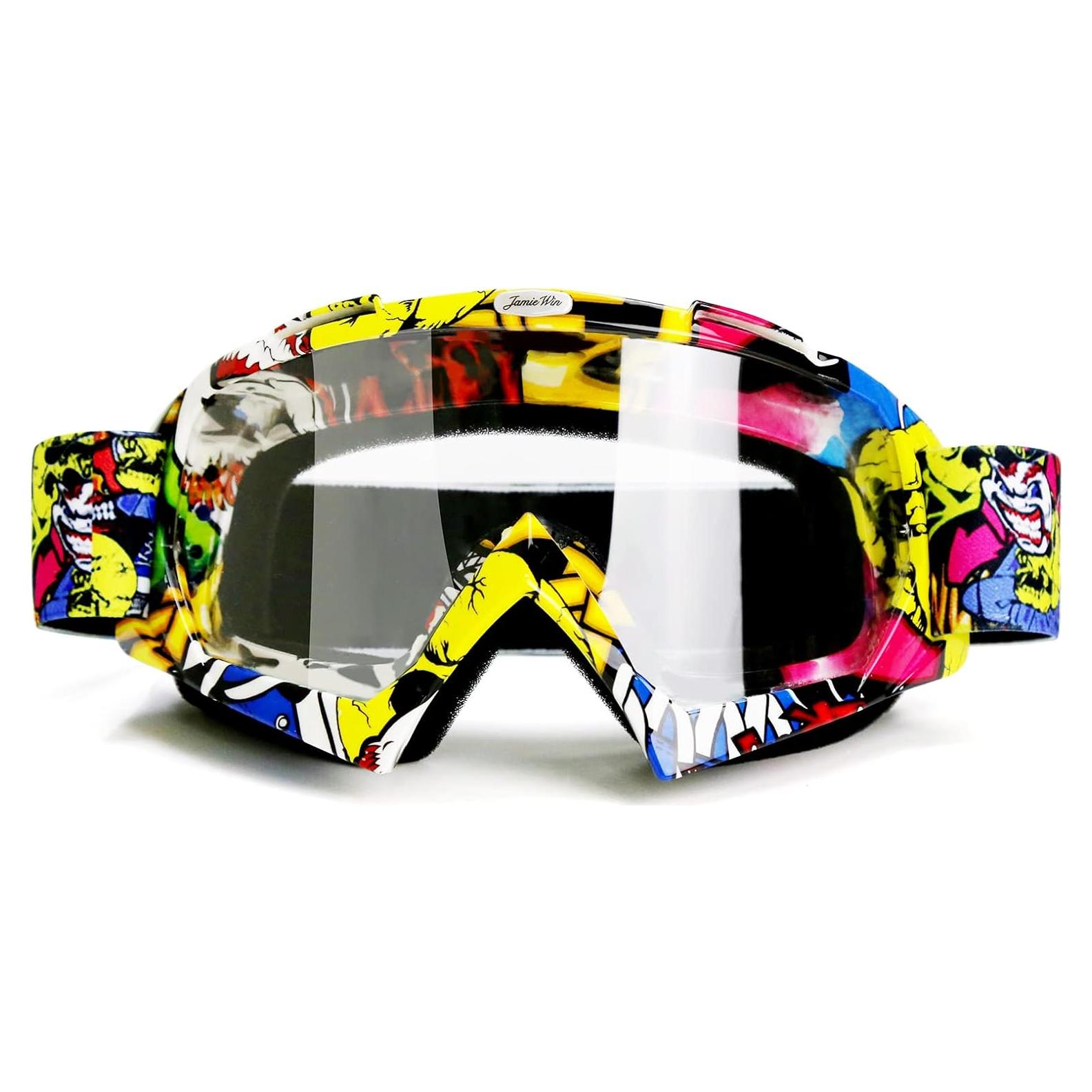 Gafas de Motocross JAMIEWIN Camo Amarillo Lente Clara UV400