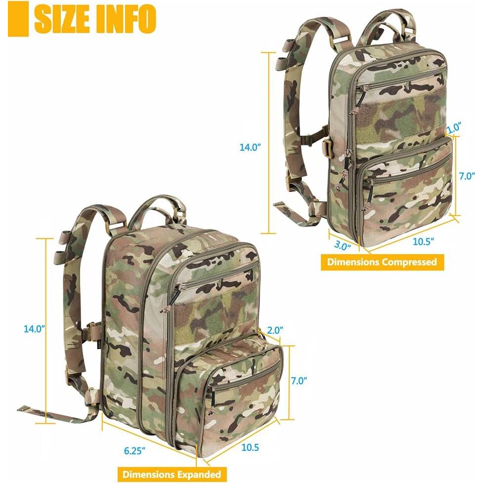 Mochila Táctica KRYDEX Expandible 18L Camo Senderismo