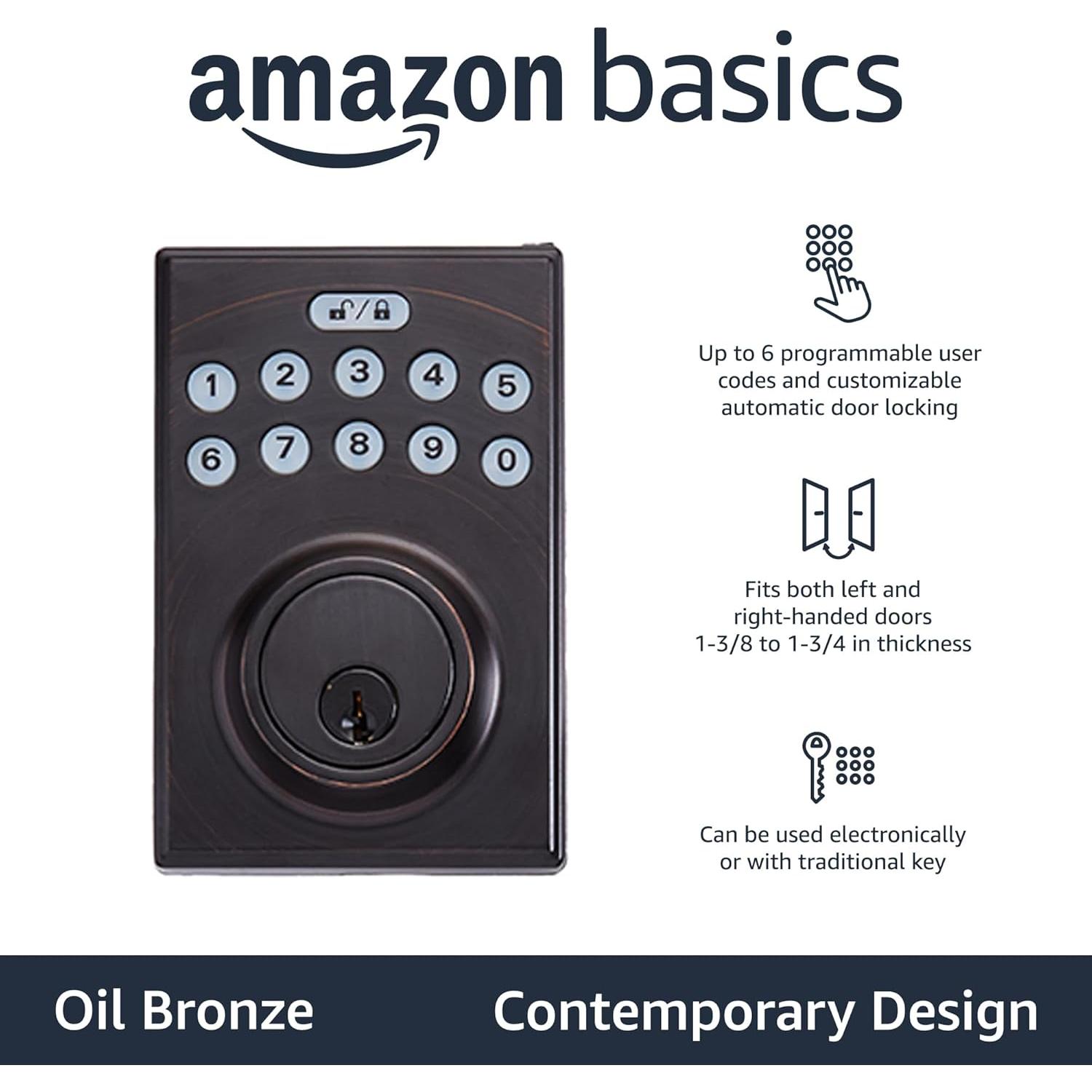 Cerradura Electrónica Amazon Basics PL1S3910 Teclado Táctil