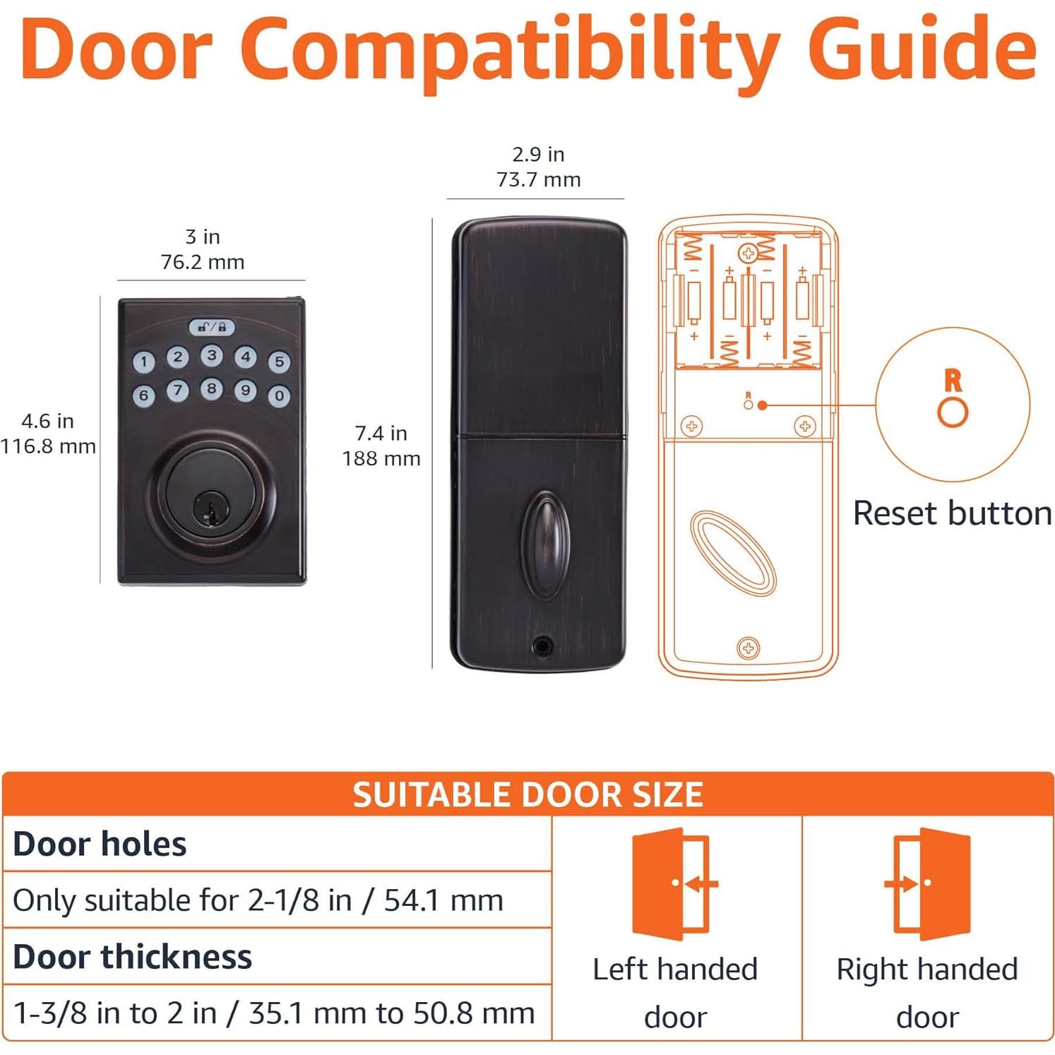 Cerradura Electrónica Amazon Basics PL1S3910 Teclado Táctil