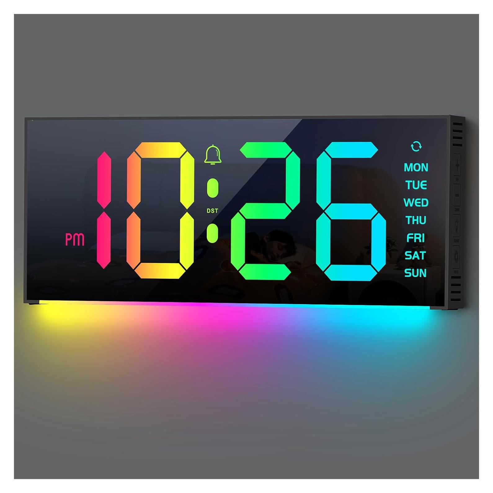 Reloj de Pared Digital Abovsare F800 LED 29.5x12.2cm Negro