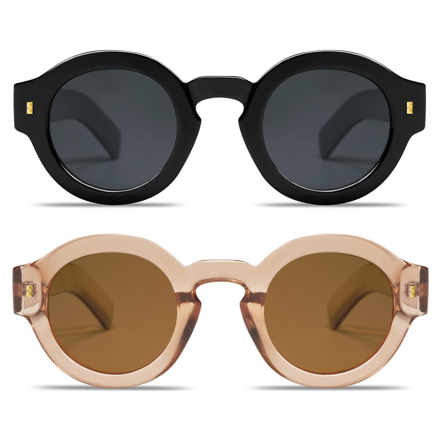 Gafas de sol polarizadas VANLINKER redondas unisex 2 piezas