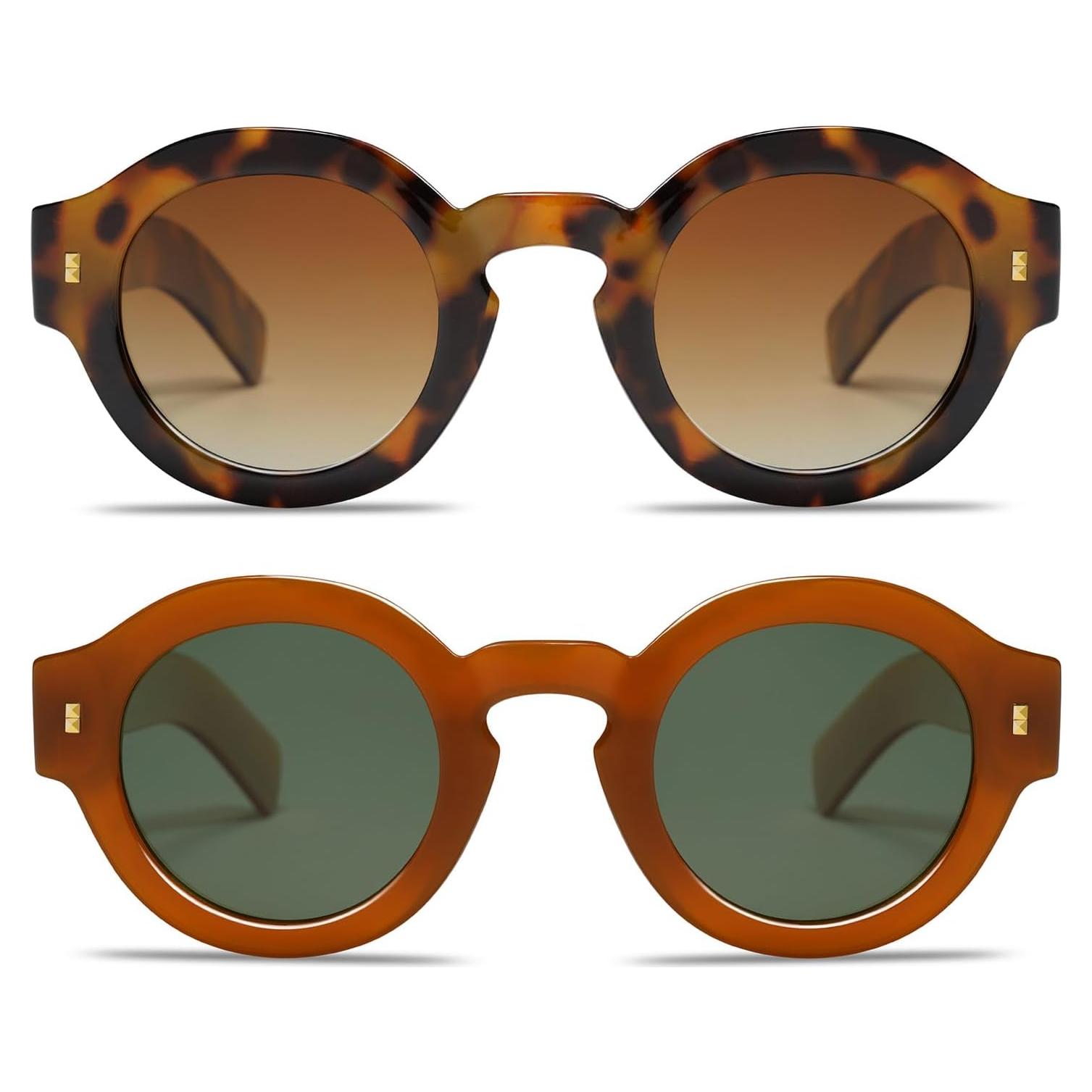 Gafas de sol redondas polarizadas VANLINKER unisex 2 piezas