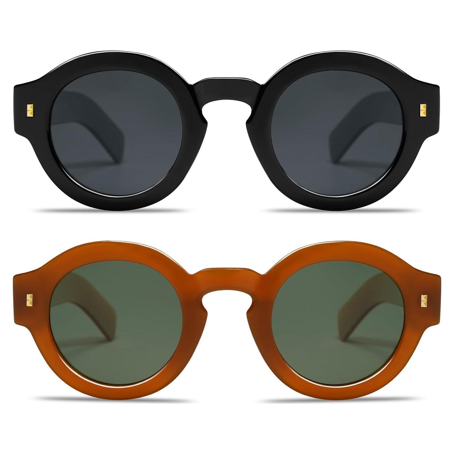 Gafas de sol polarizadas VANLINKER redondas unisex 2 piezas