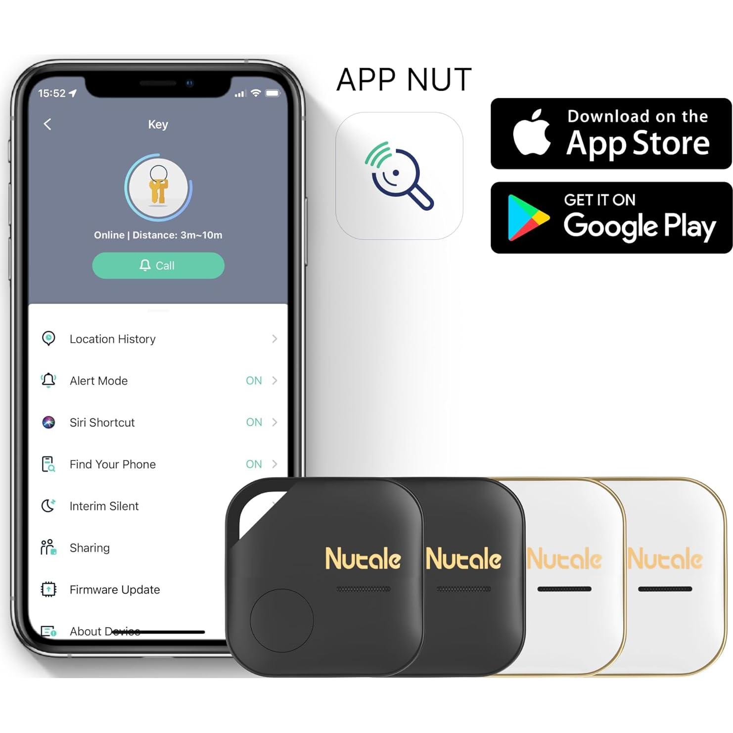 Localizador Bluetooth Nutale F7XT - 4 Etiquetas Anti-Pérdida