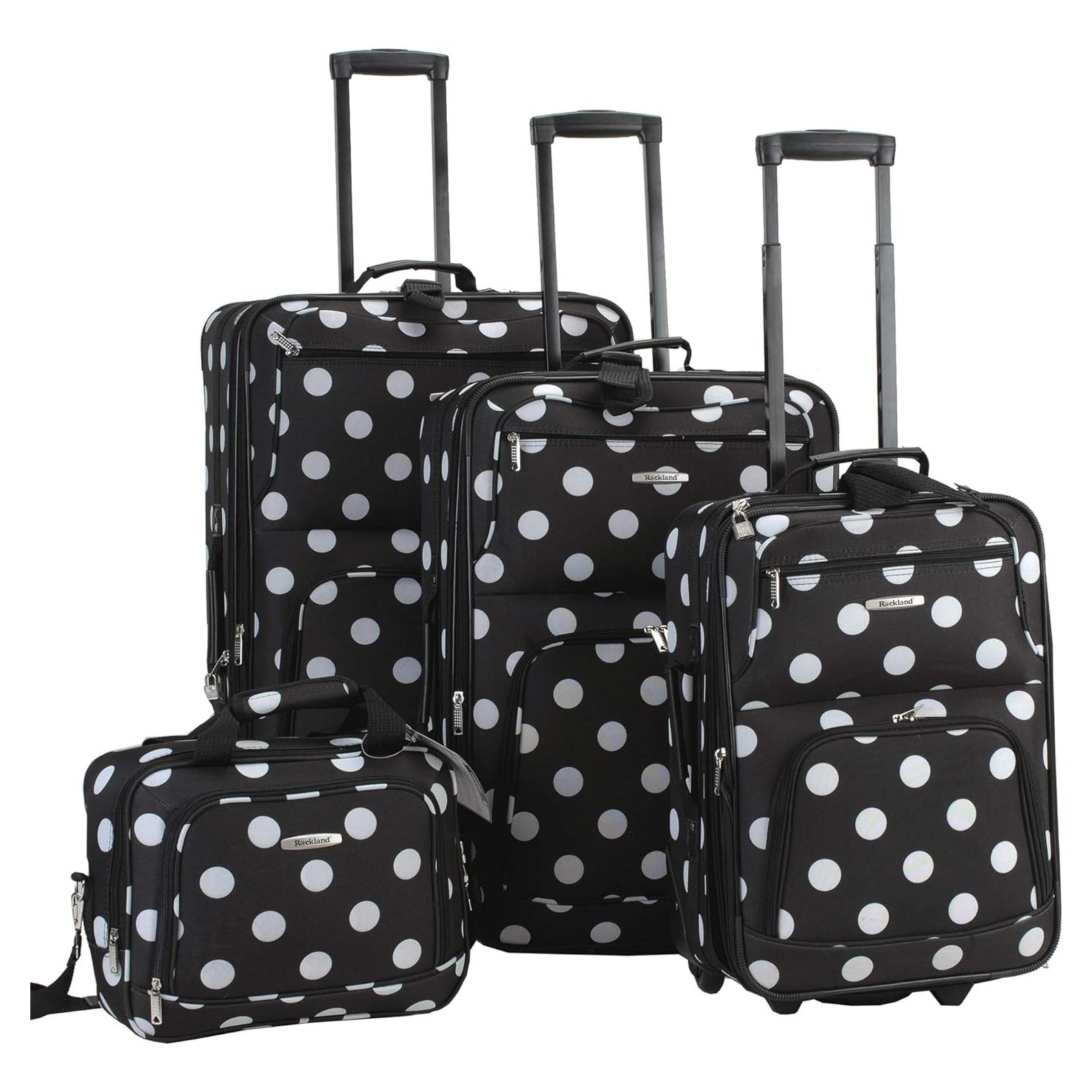 Conjunto de Equipaje Rockland Polka 4 Piezas Expandible Negro