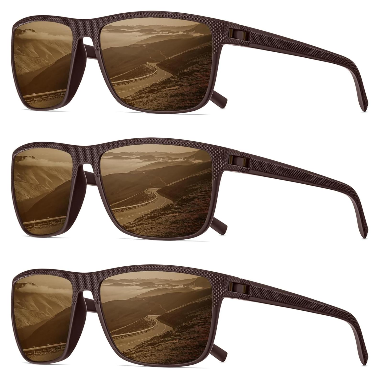 Gafas de sol QALLY polarizadas UV400 para hombres marrón