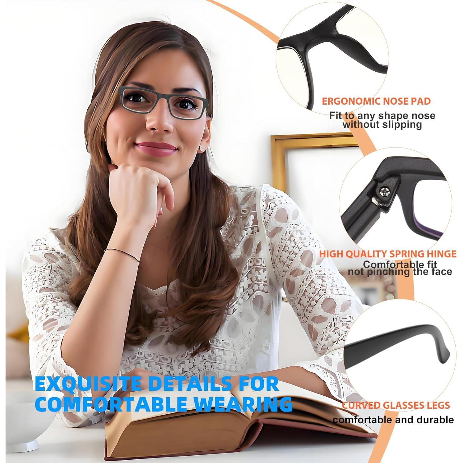 2 Pack Reading Glasses, Unbreakable Blue Light Blocking Reading Glasses,Filter UV Ray/Glare Computer Readers, Stylish Lightweight Spring Hinges Eyeglasses for Women Men(Black/Leopard,2.0)