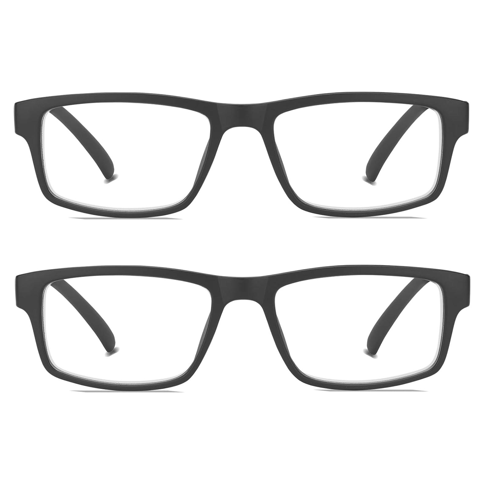 2 Pack Reading Glasses,Quality Blue Light Blocking Reading Glasses,Filter UV Ray/Glare Computer Readers,Stylish Lightweight Spring Hinges Eyeglasses for Women Men(2-pack Black,1.0)