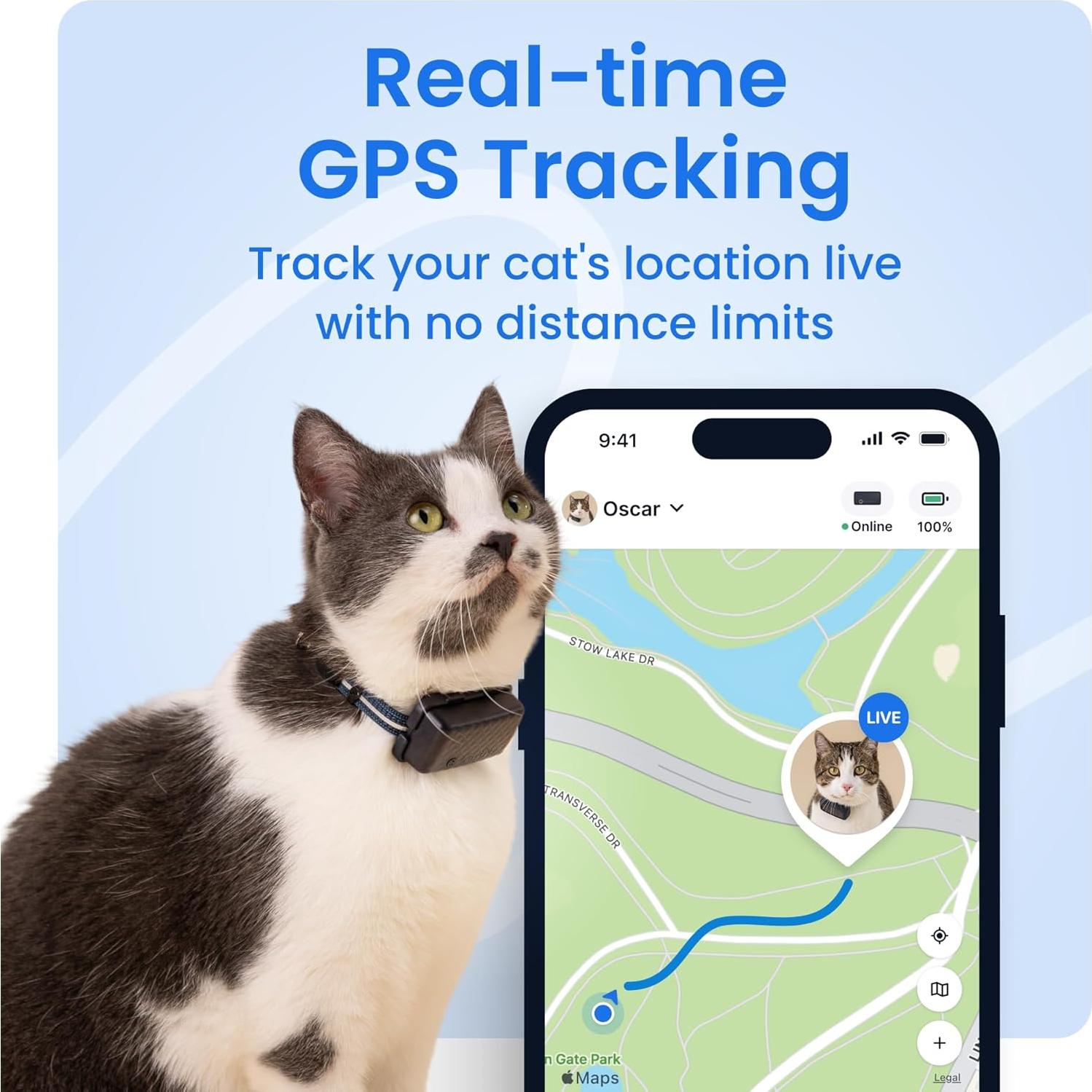 Rastreador GPS Tractive para Gatos de 2.95 kg+ | Azul
