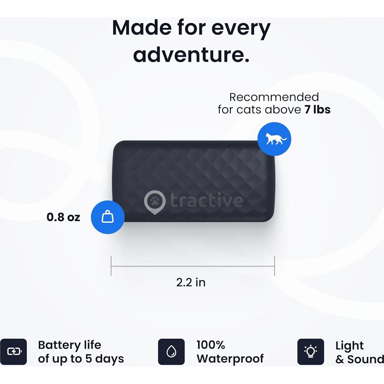 Rastreador GPS Tractive para Gatos de 2.95 kg+ | Azul