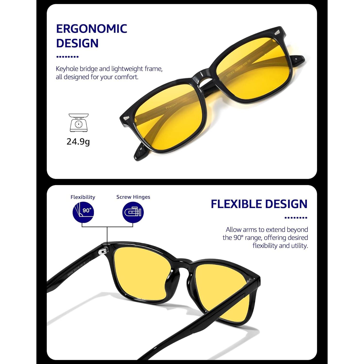 Gafas de Visión Nocturna TJUTR Amarillas Polarizadas