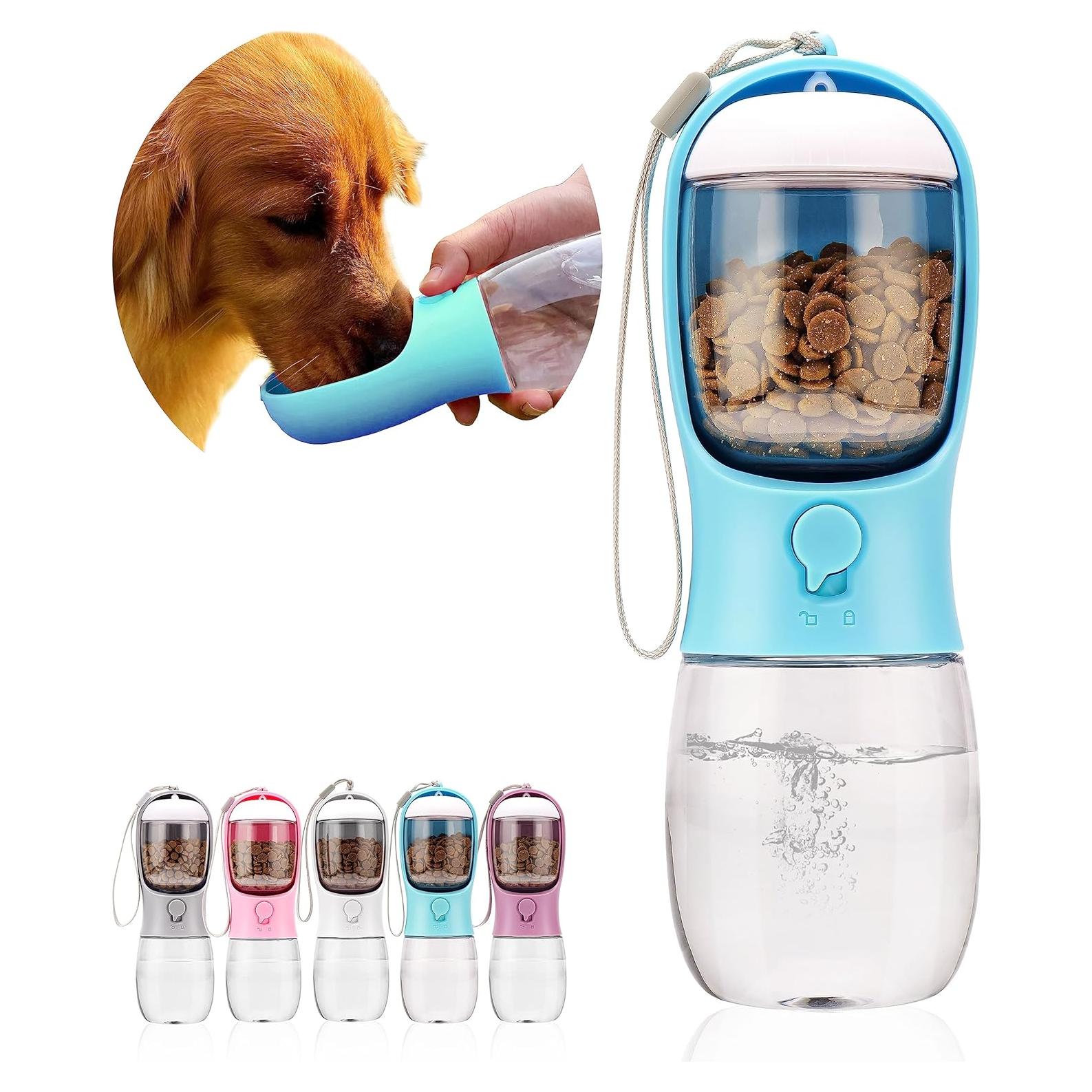 Botella de Agua para Perros Avelora 300ml Azul 2 en 1