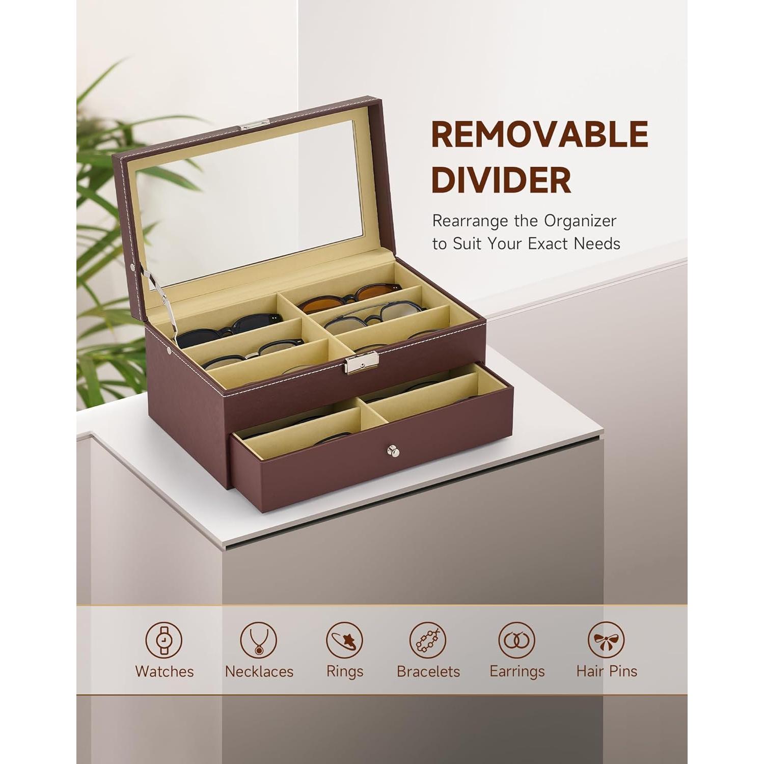 Organizador de Gafas CO-Z 12 Compartimentos Marrón