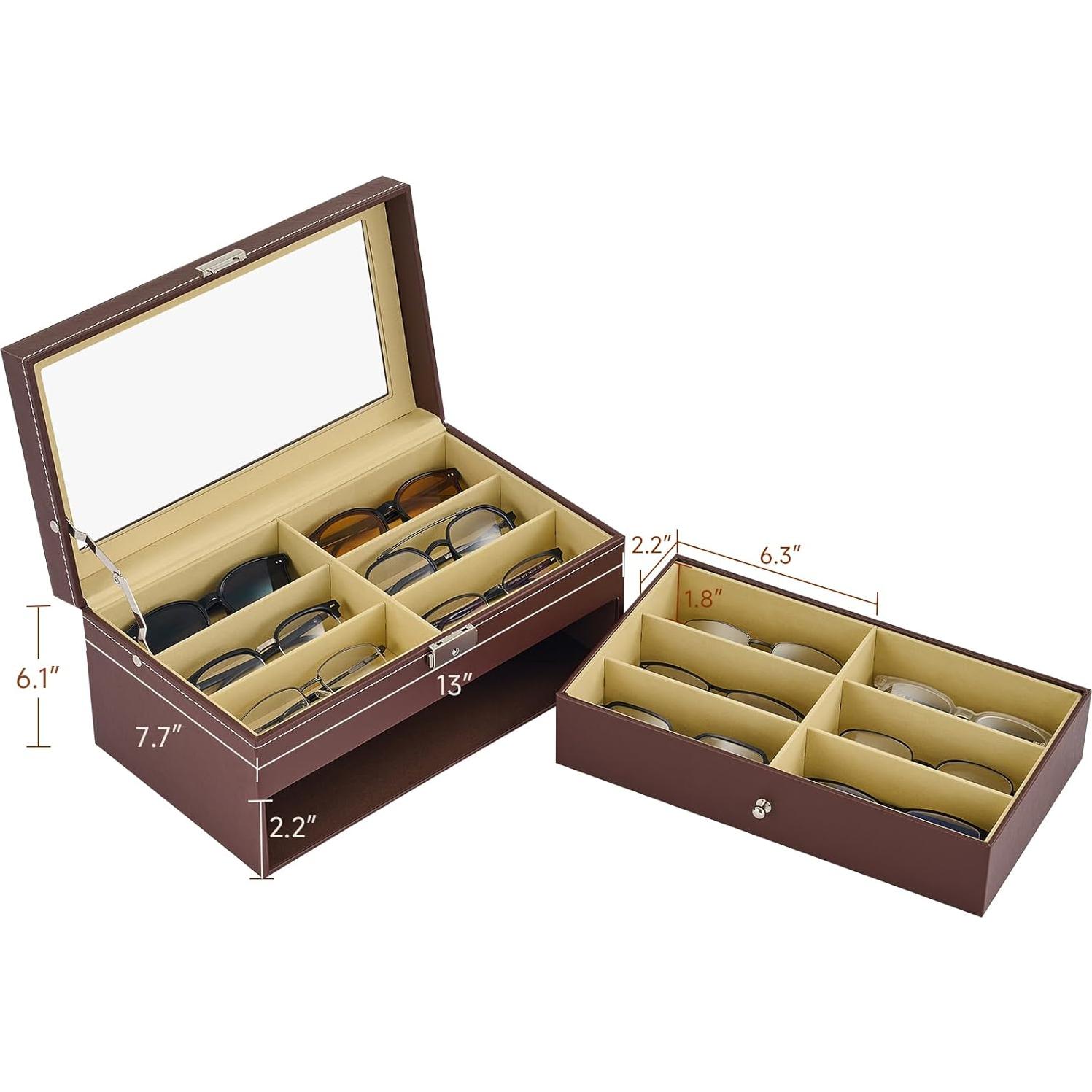 Organizador de Gafas CO-Z 12 Compartimentos Marrón