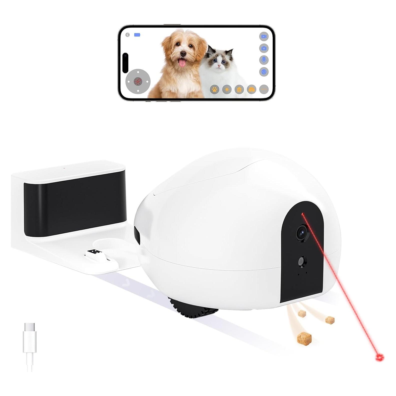 Cámara para Mascotas Pumpkii 1080P con Dispensador y Juguete