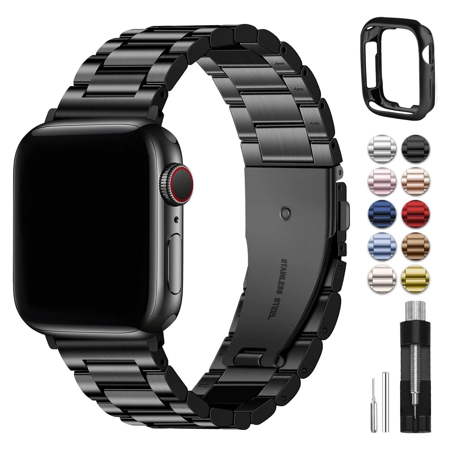 Correa de Metal Fullmosa para Apple Watch 42mm 44mm 45mm Negra