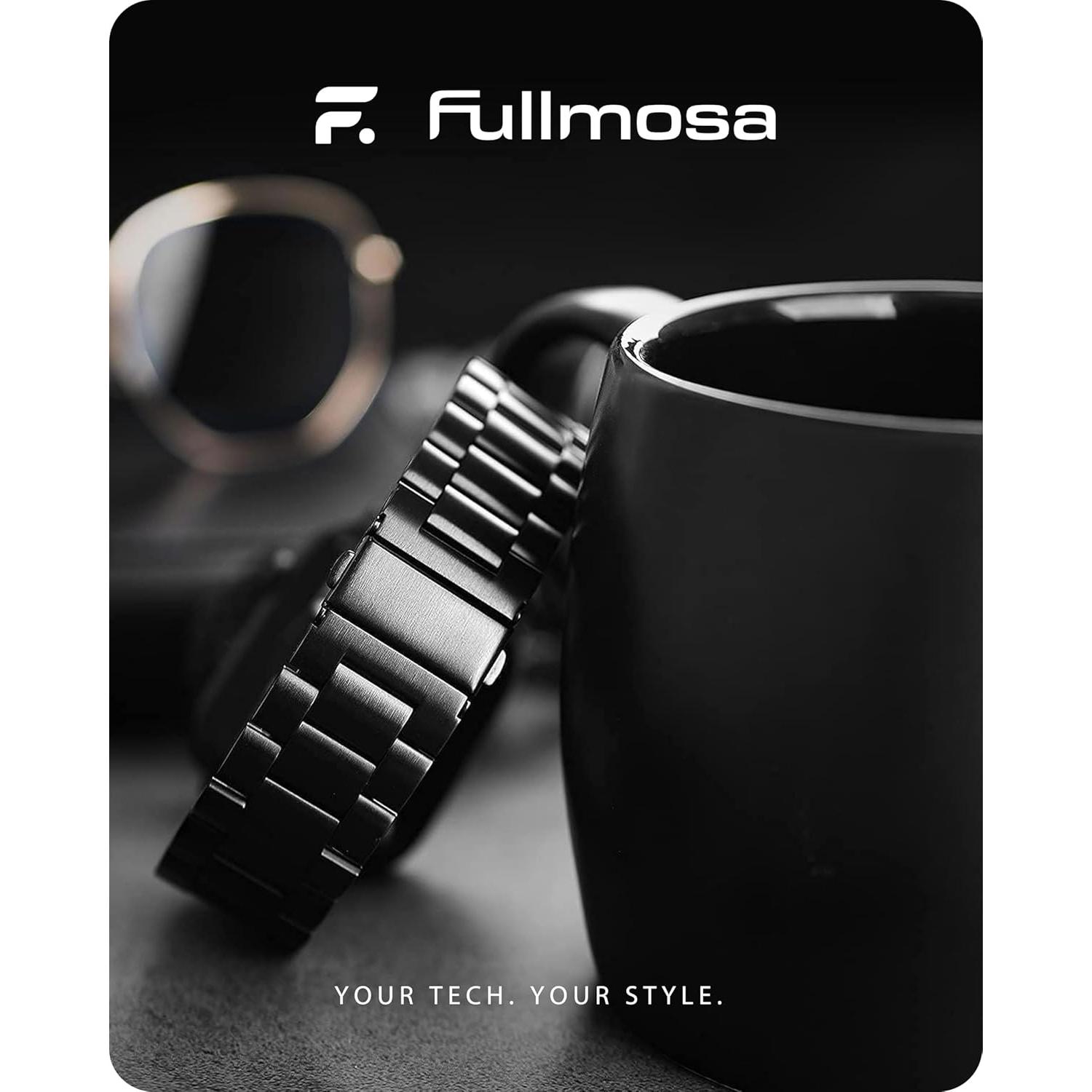 Correa de Metal Fullmosa para Apple Watch 42mm 44mm 45mm Negra
