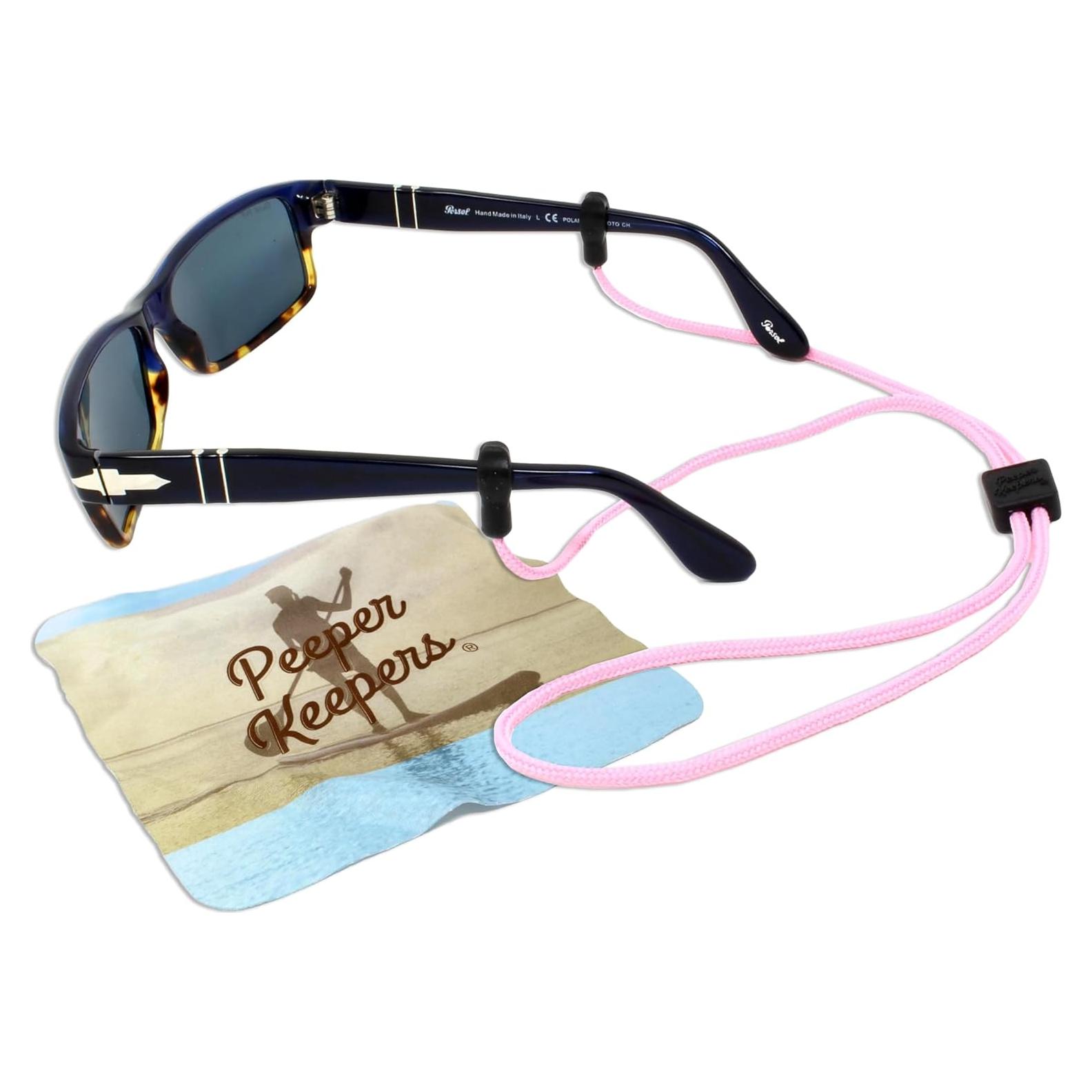 Retenedor de Gafas Peeper Keepers Rosa Ajustable con Paño