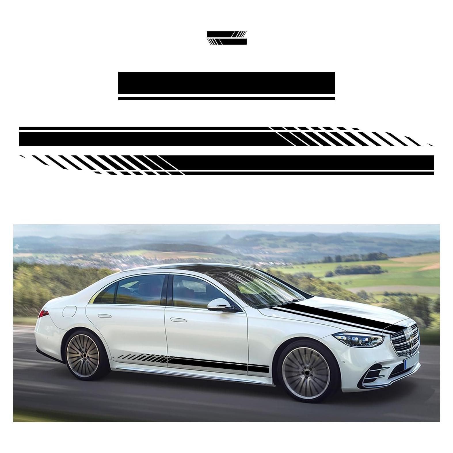 Calcomanías de Raya para Capó de Auto Dickno 5 Piezas Negro