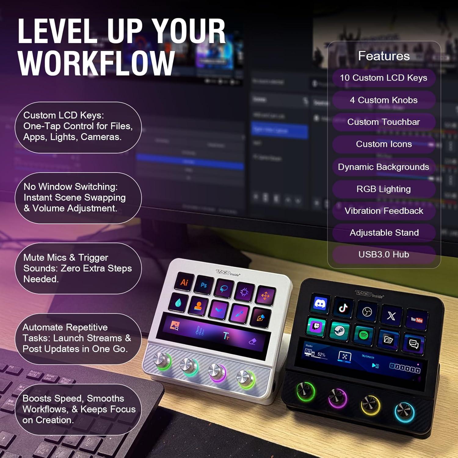 Controlador de Streaming VSD Macro Pad USB Programable RGB
