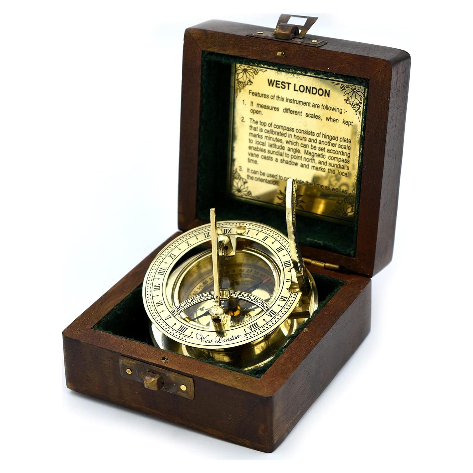 Brújula de Sol SARA NAUTICAL de Latón Antiguo 7.62cm