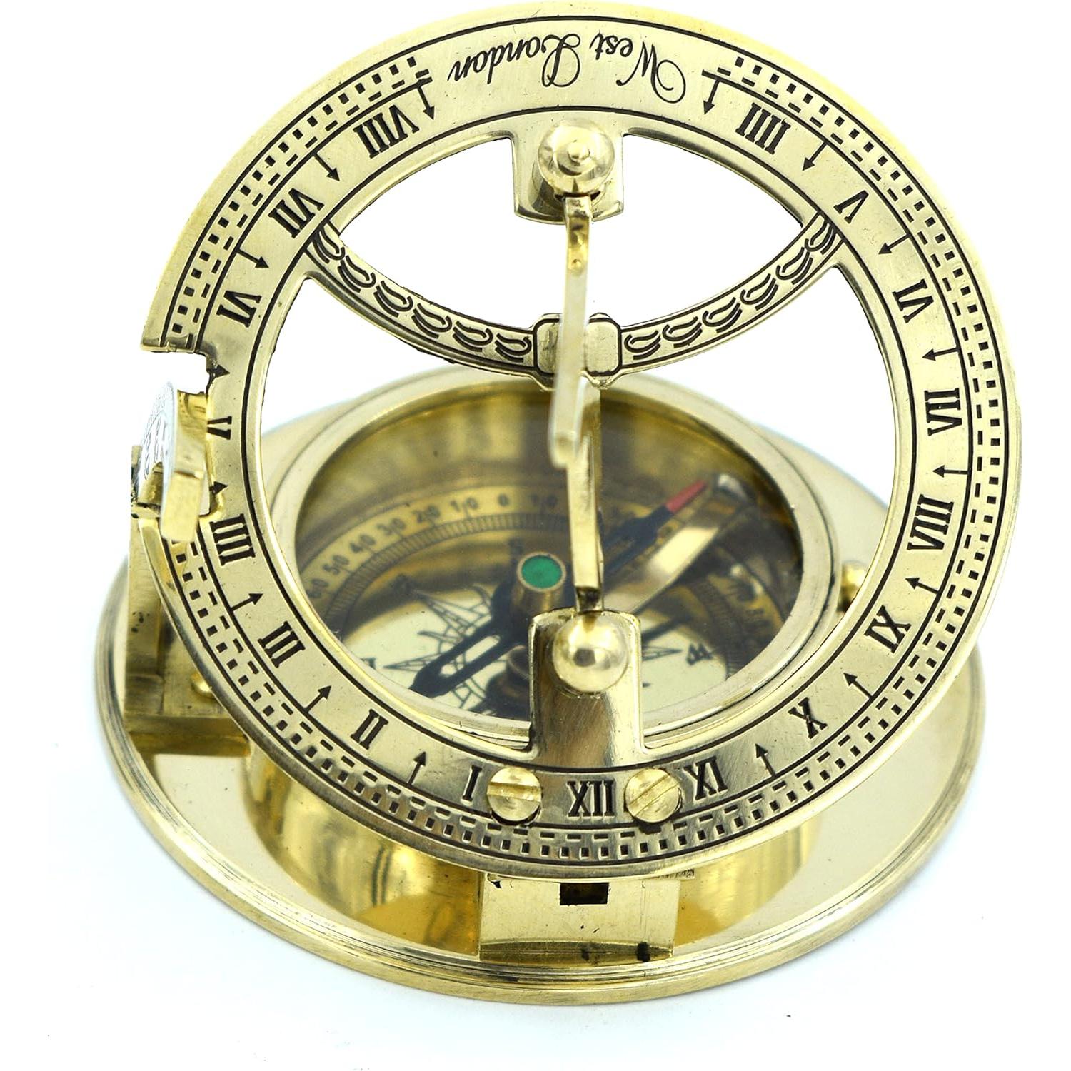 Brújula de Sol SARA NAUTICAL de Latón Antiguo 7.62cm