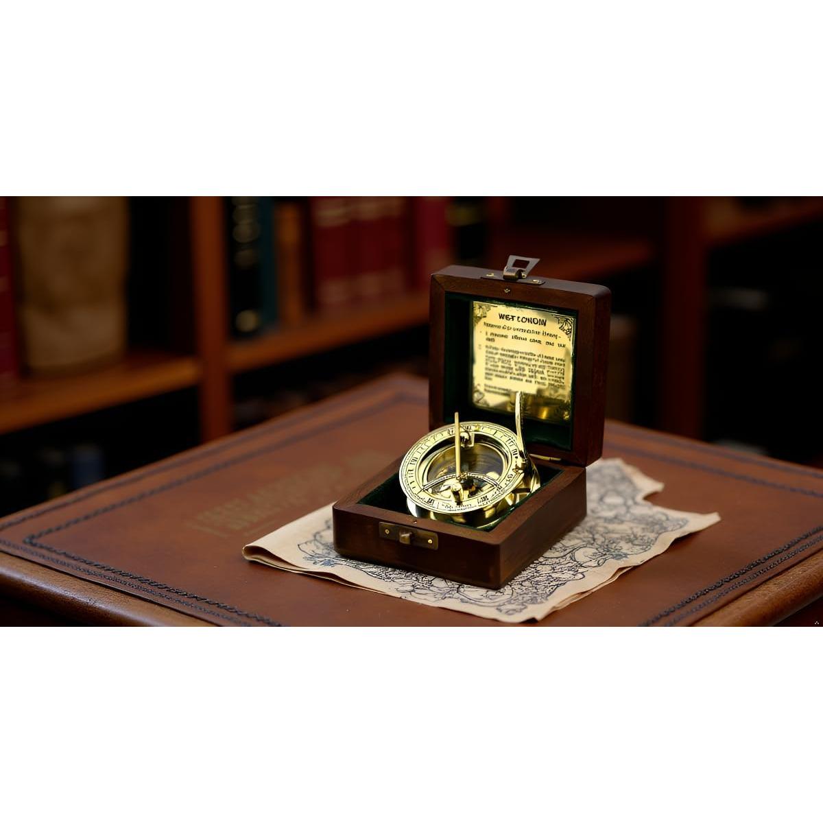 Brújula de Sol SARA NAUTICAL de Latón Antiguo 7.62cm