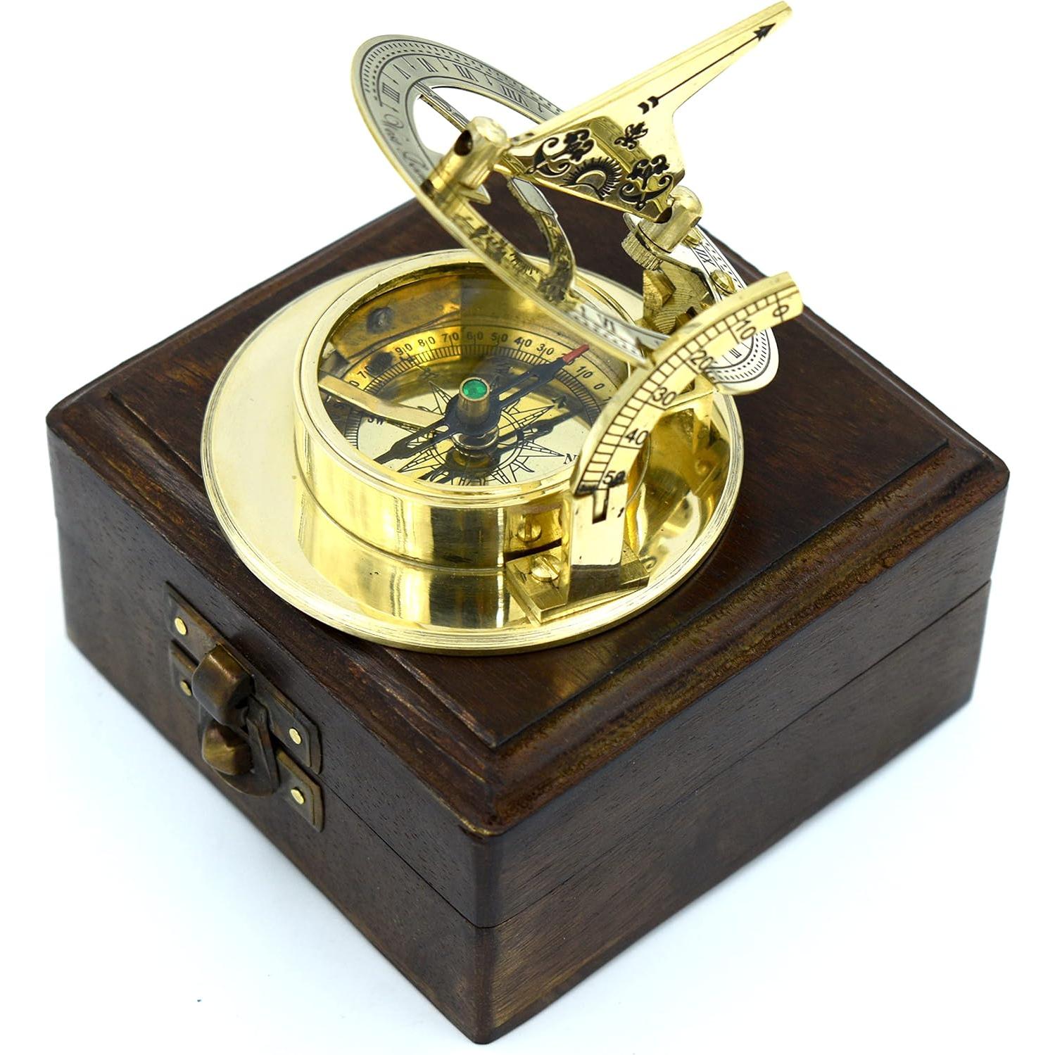 Brújula de Sol SARA NAUTICAL de Latón Antiguo 7.62cm