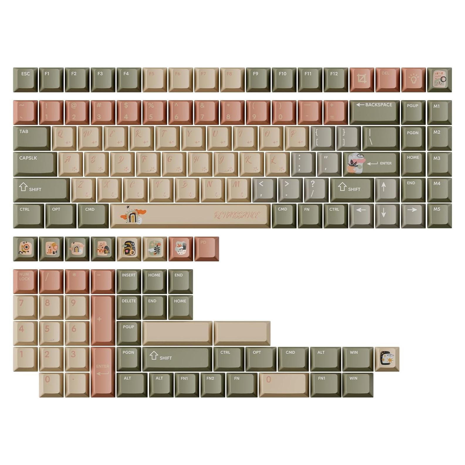 Conjunto de Teclas Keychron PBT Cherry Profile 141 Teclas Renacimiento